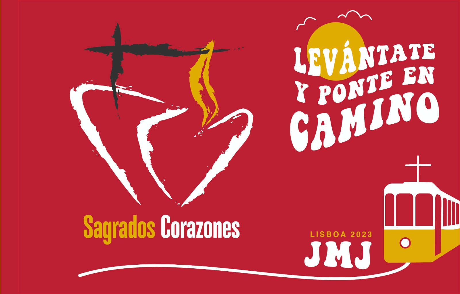 Bandera SS.CC. para la JMJ Lisboa 2023 con el lema "Levántate y ponte en camino"